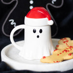 Eleanoras Ghost Shaped Mug with Santa Hat Lid Mugs