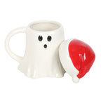 Eleanoras Ghost Shaped Mug with Santa Hat Lid Mugs
