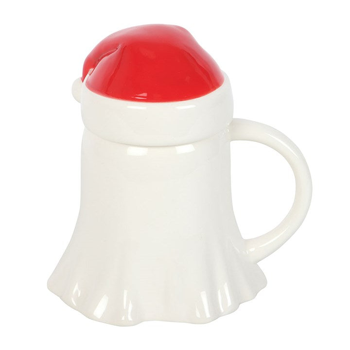 Eleanoras Ghost Shaped Mug with Santa Hat Lid Mugs