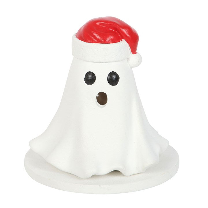 Eleanoras Ghost with Santa Hat Tealight and Incense Cone Holder 
