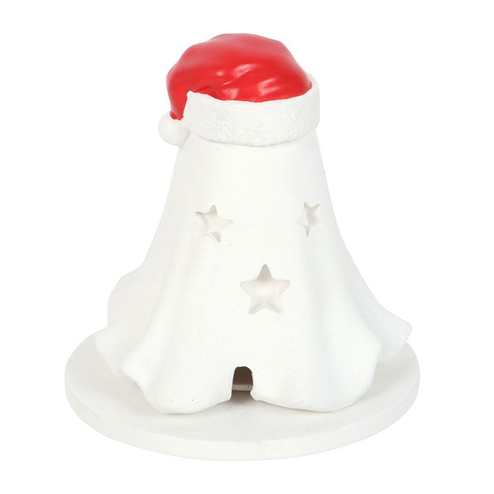 Eleanoras Ghost with Santa Hat Tealight and Incense Cone Holder 