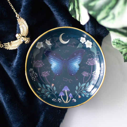 Eleanoras MIDNIGHT MOTH ROUND TRINKET DISH Jewellery Storage