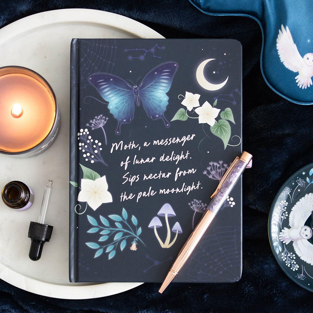 Eleanoras Midnight Moth Journal With Amethyst Pen Notebooks & Journals