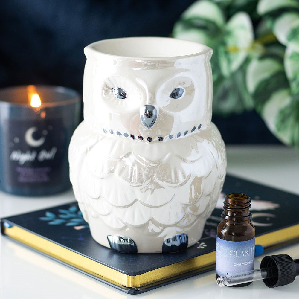 Eleanoras OWL SHAPED IRIDESCENT OIL BURNER Oil Burners