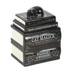 The Familiar's Library — Black Cat Book Stack Oil Burner