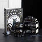 The Familiar's Library — Black Cat Book Stack Oil Burner