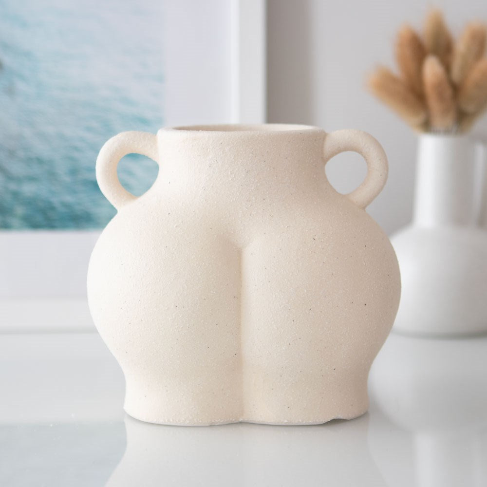 CREAM SPECKLE BUM PLANT POT