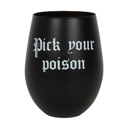 PICK YOUR POISON STEMLESS WINE GLASS GLASSWARE from Eleanoras