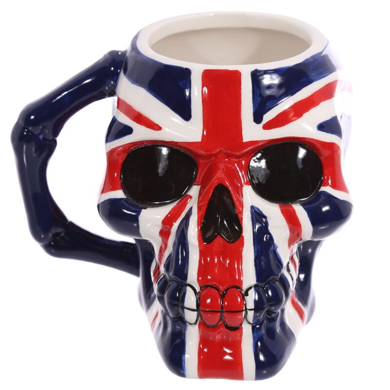 Eleanoras UK Flag Skull Head Shaped Mug Mugs