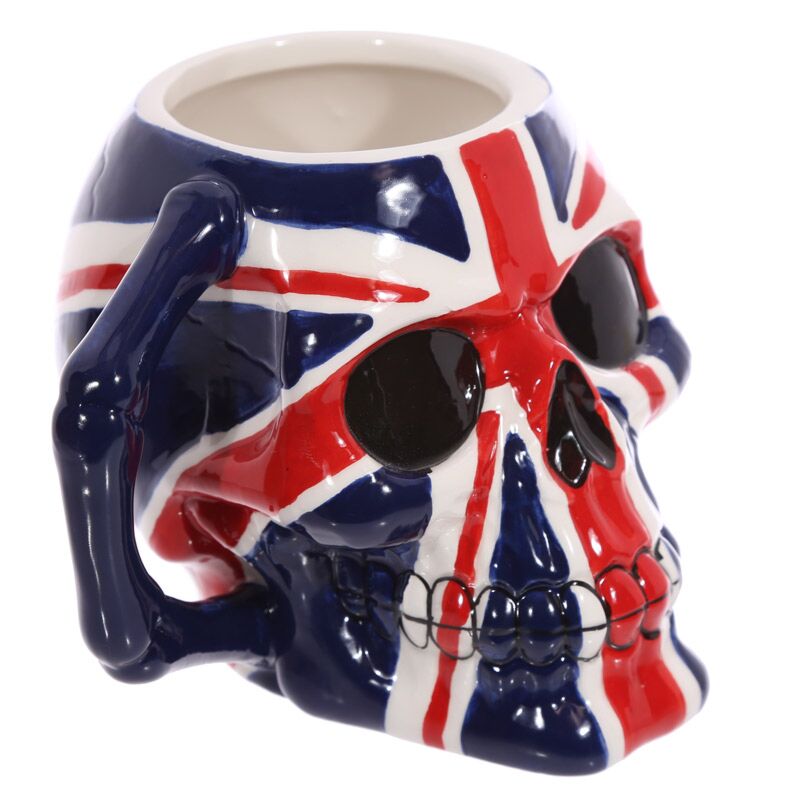 Eleanoras UK Flag Skull Head Shaped Mug Mugs