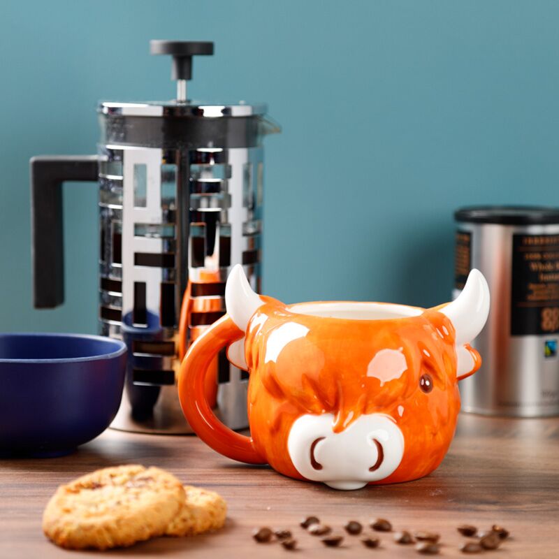 Eleanoras Highland Coo Cow Head Ceramic Shaped Mug Mugs