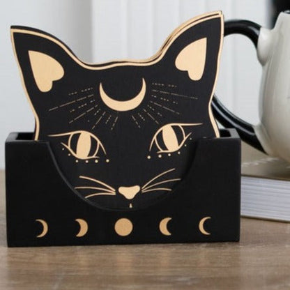 Eleanoras MYSTIC MOG CAT FACE COASTER SET Placemats & Coasters