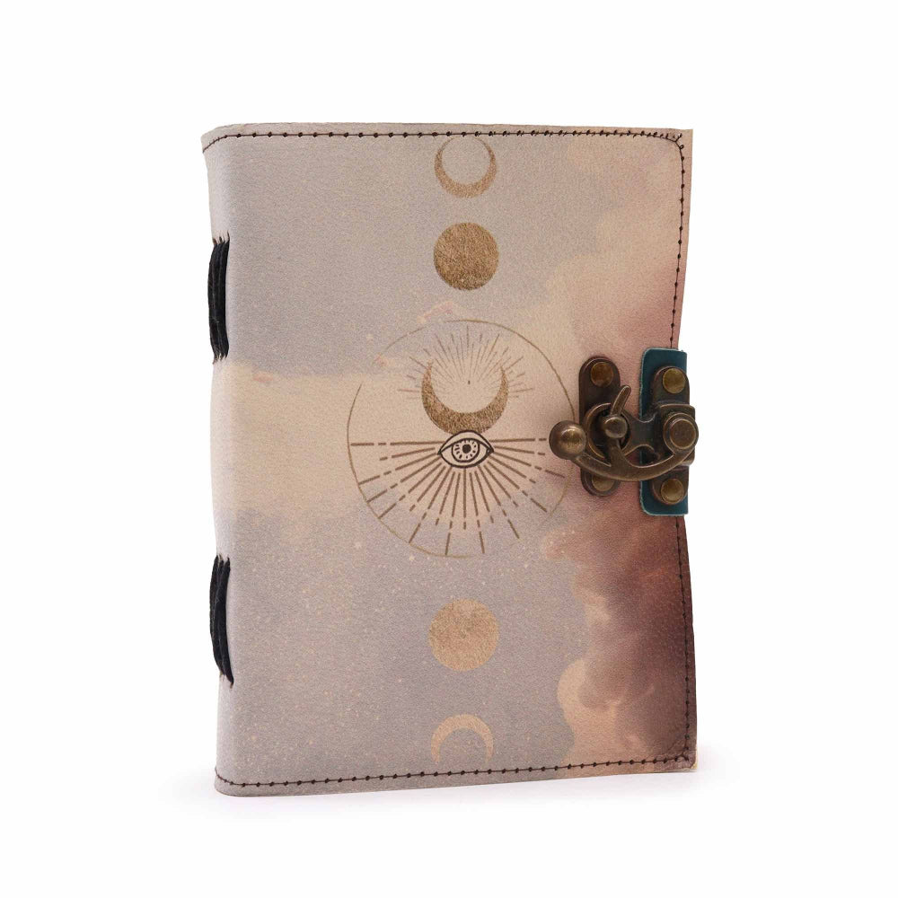 Leather notebook with moon phases