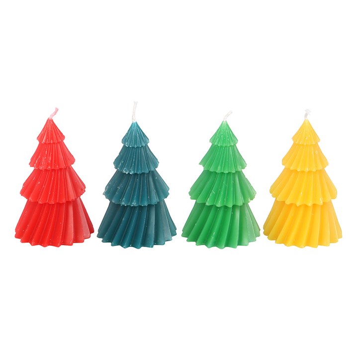 Eleanoras Set of 4 Colourful Christmas Tree Candles Candles