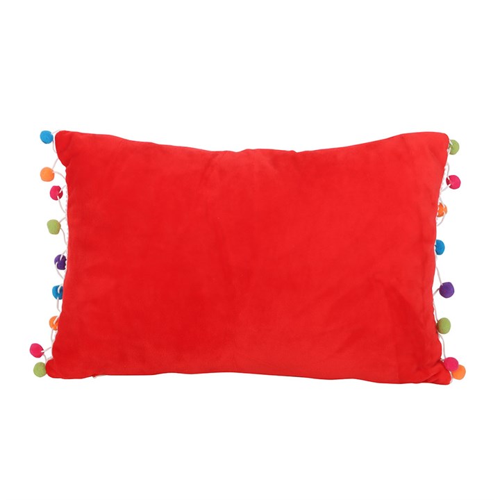 Eleanoras Red Holly Jolly Cushion with Pom Poms Cushions & Covers