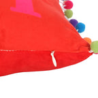 Eleanoras Red Holly Jolly Cushion with Pom Poms Cushions & Covers