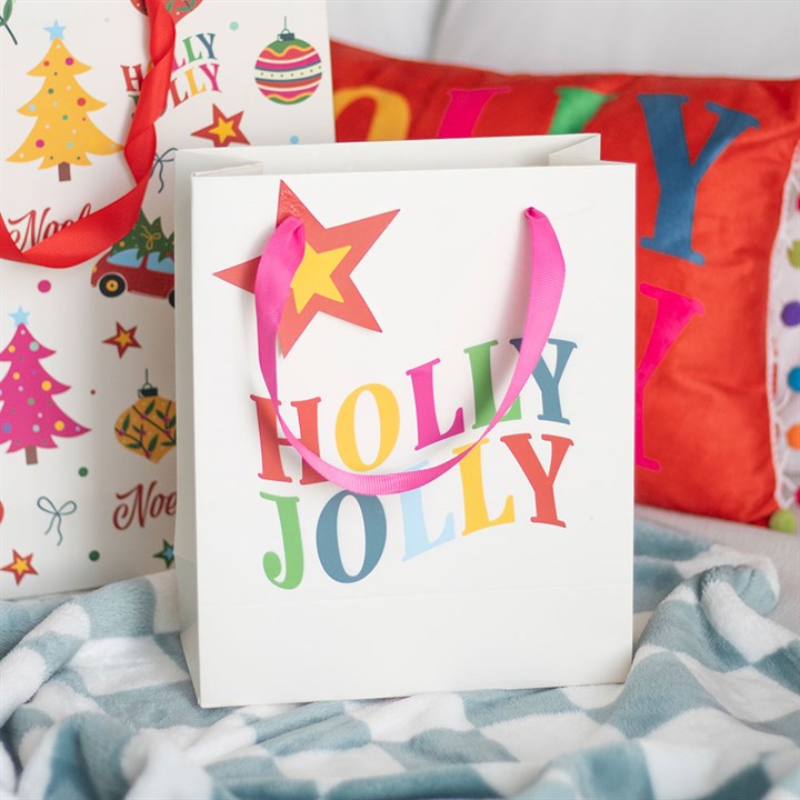 Eleanoras 23cm Holly Jolly Gift Bag Gift Bags