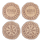 Set of 4 Norse Mythology Wood Slice Coasters