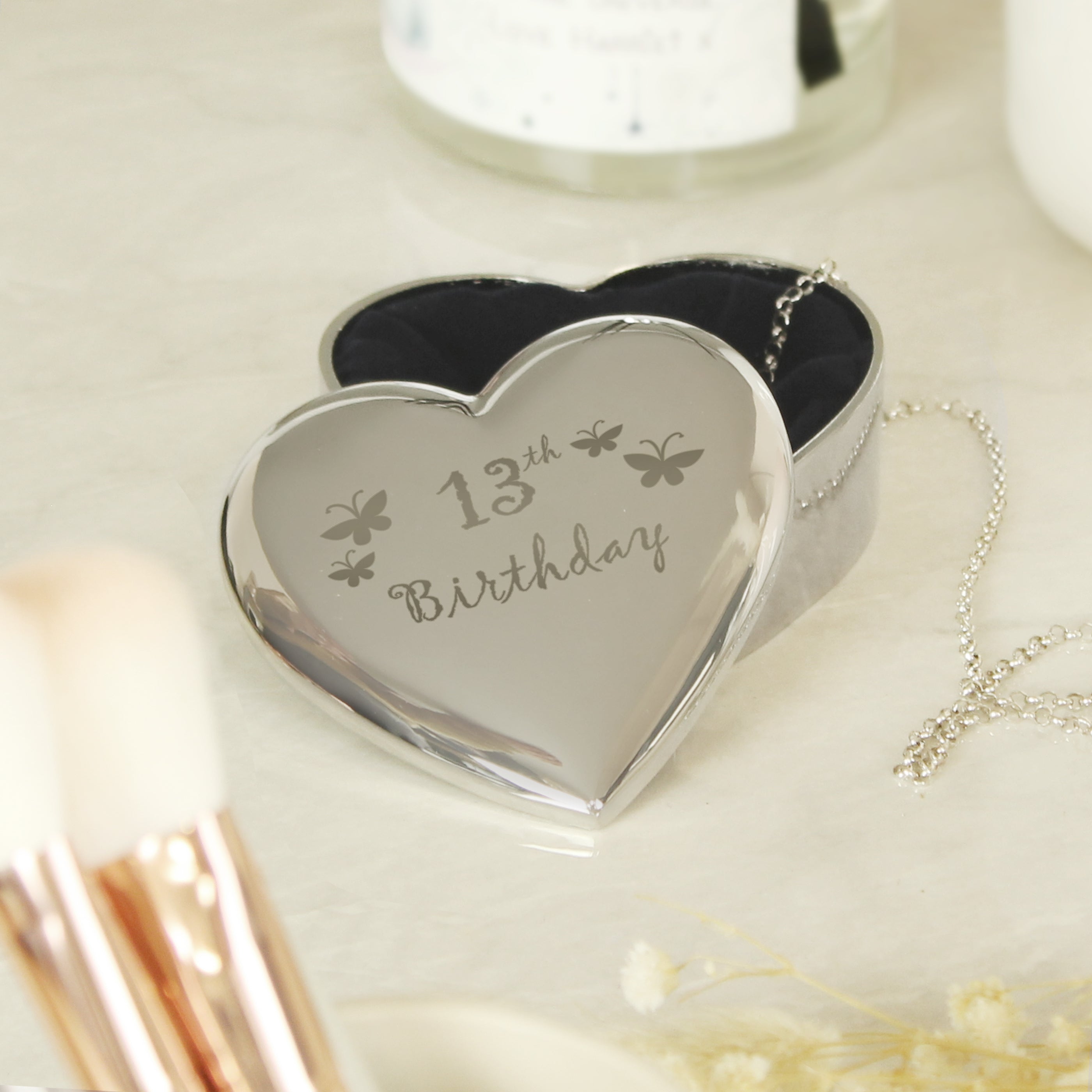 Eleanoras Butterfly 13th Birthday Heart Trinket Box Jewellery Storage