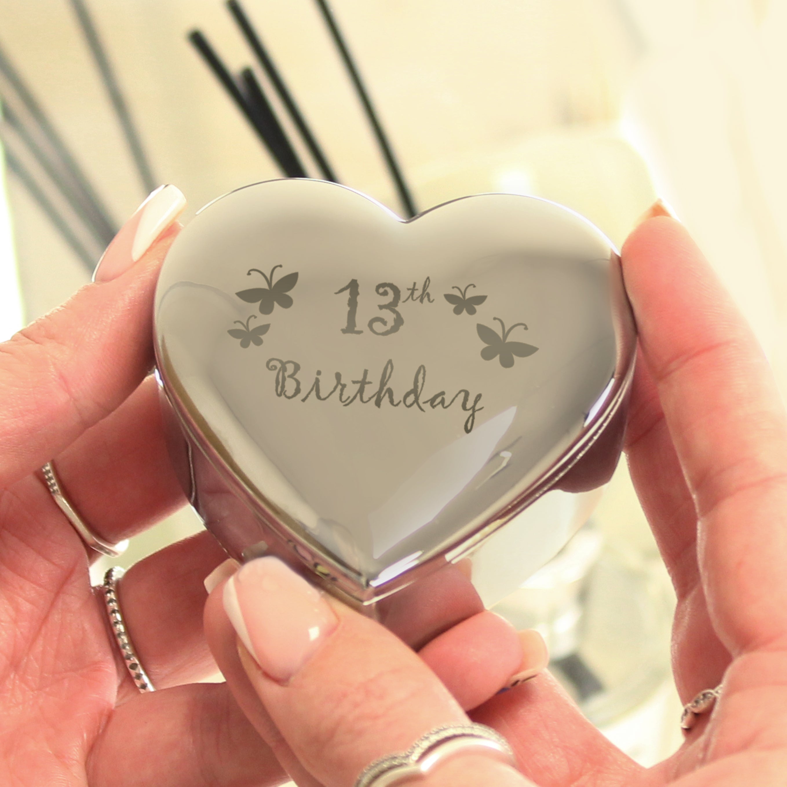 Eleanoras Butterfly 13th Birthday Heart Trinket Box Jewellery Storage