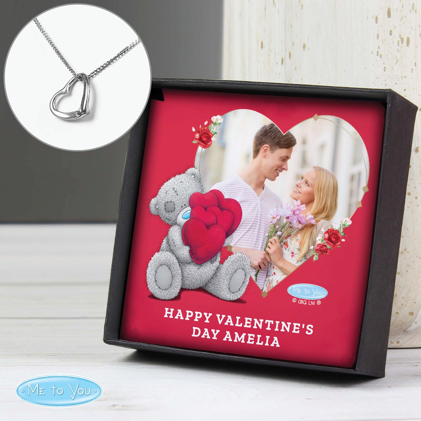 Personalised Me To You Photo Heart Necklace and Box