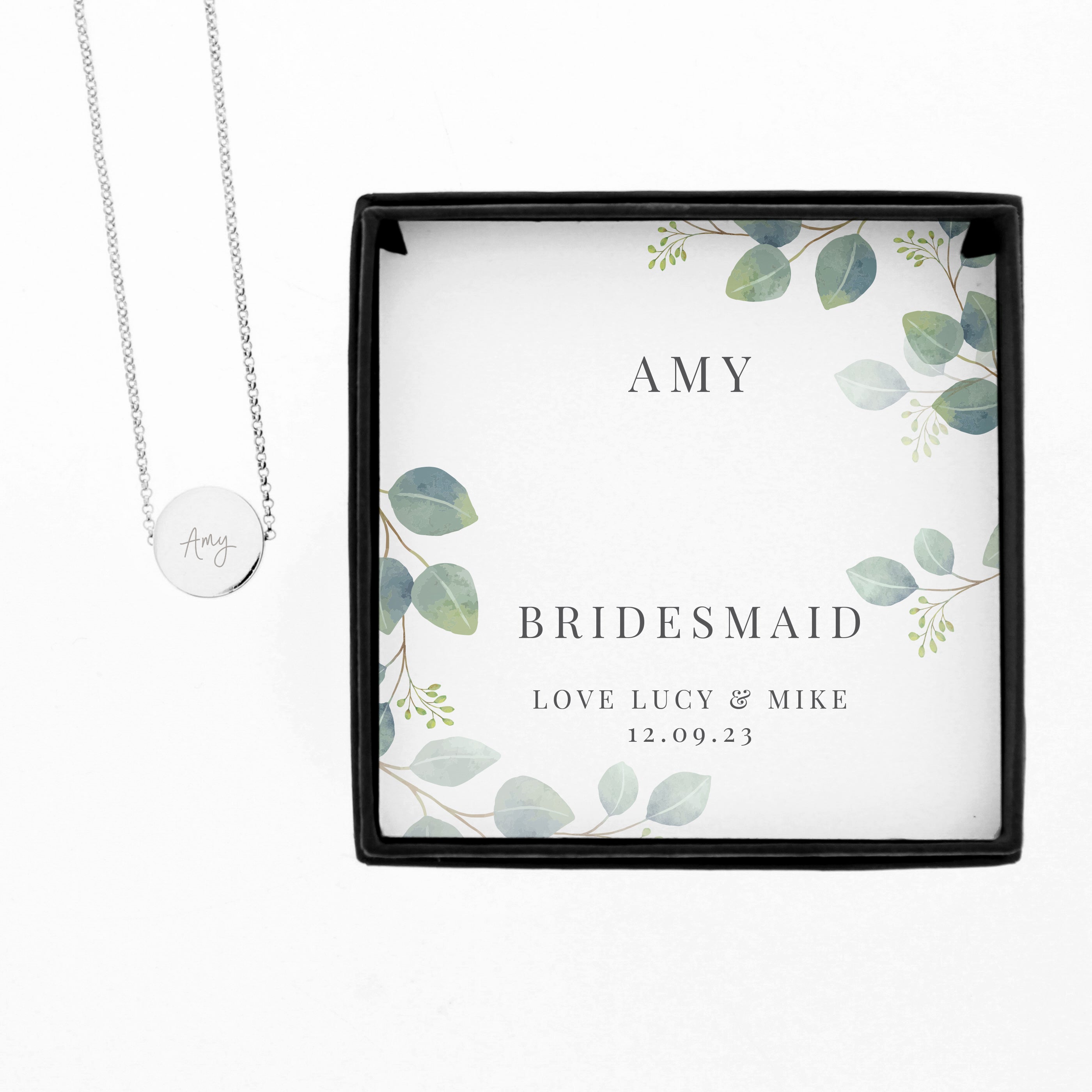 Eleanoras Bridesmaid Personalised Botanical Necklace & Box Jewellery