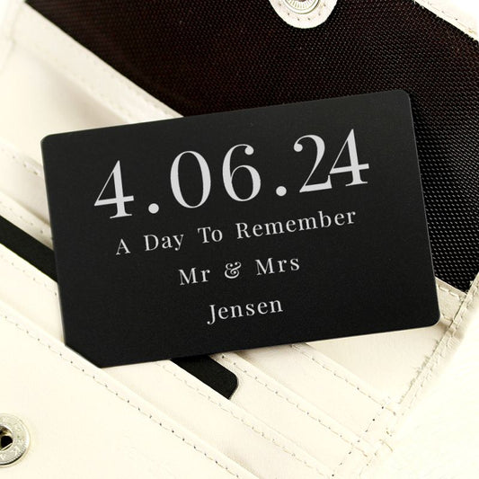 LARGE DATE PERSONALISED BLACK WALLET CARD  from Eleanoras