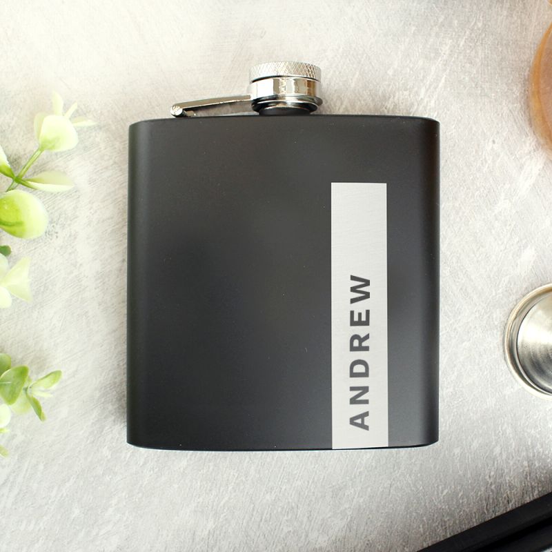 Eleanoras Personalised Name Black Hip Flask Hip Flasks