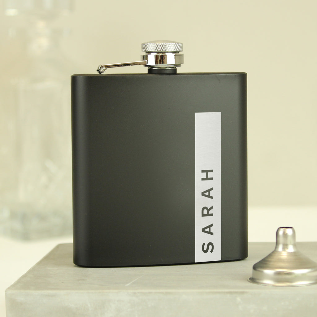 Eleanoras Personalised Name Black Hip Flask Hip Flasks