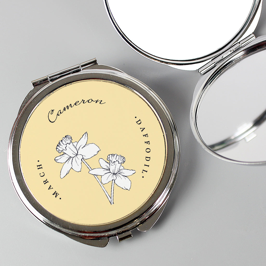 Eleanoras Personalised Birth Flower Round Compact Mirror Compact Mirrors