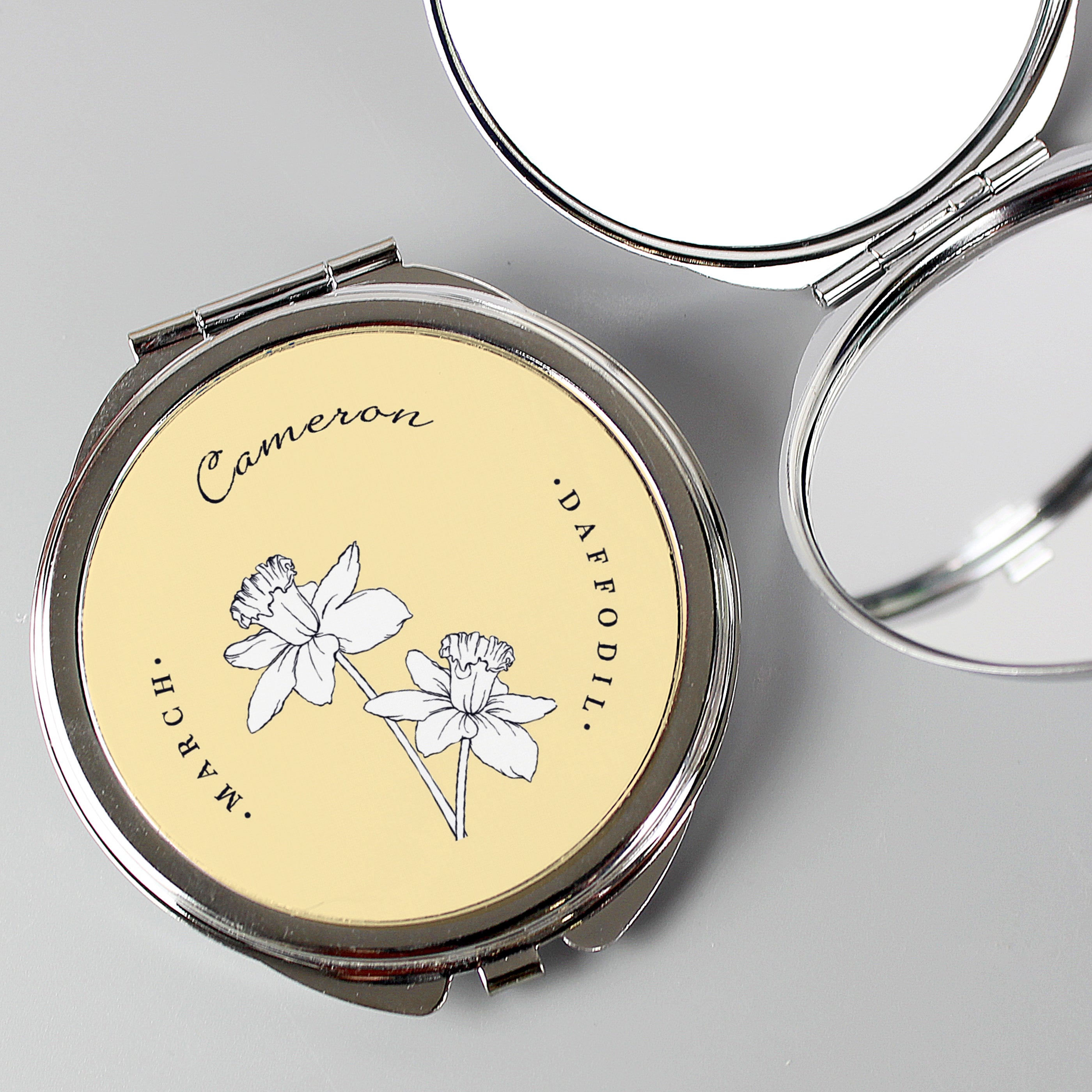 Eleanoras Personalised Birth Flower Round Compact Mirror Compact Mirrors