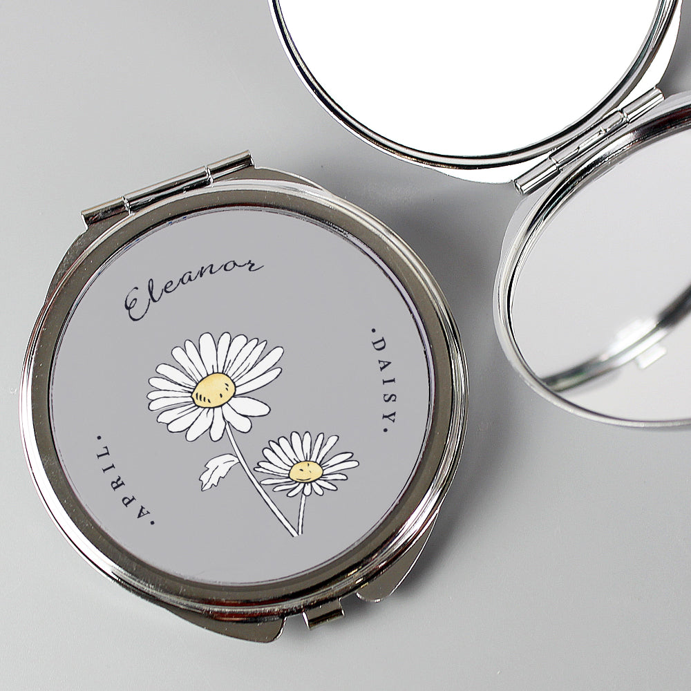 Eleanoras Personalised Birth Flower Round Compact Mirror Compact Mirrors