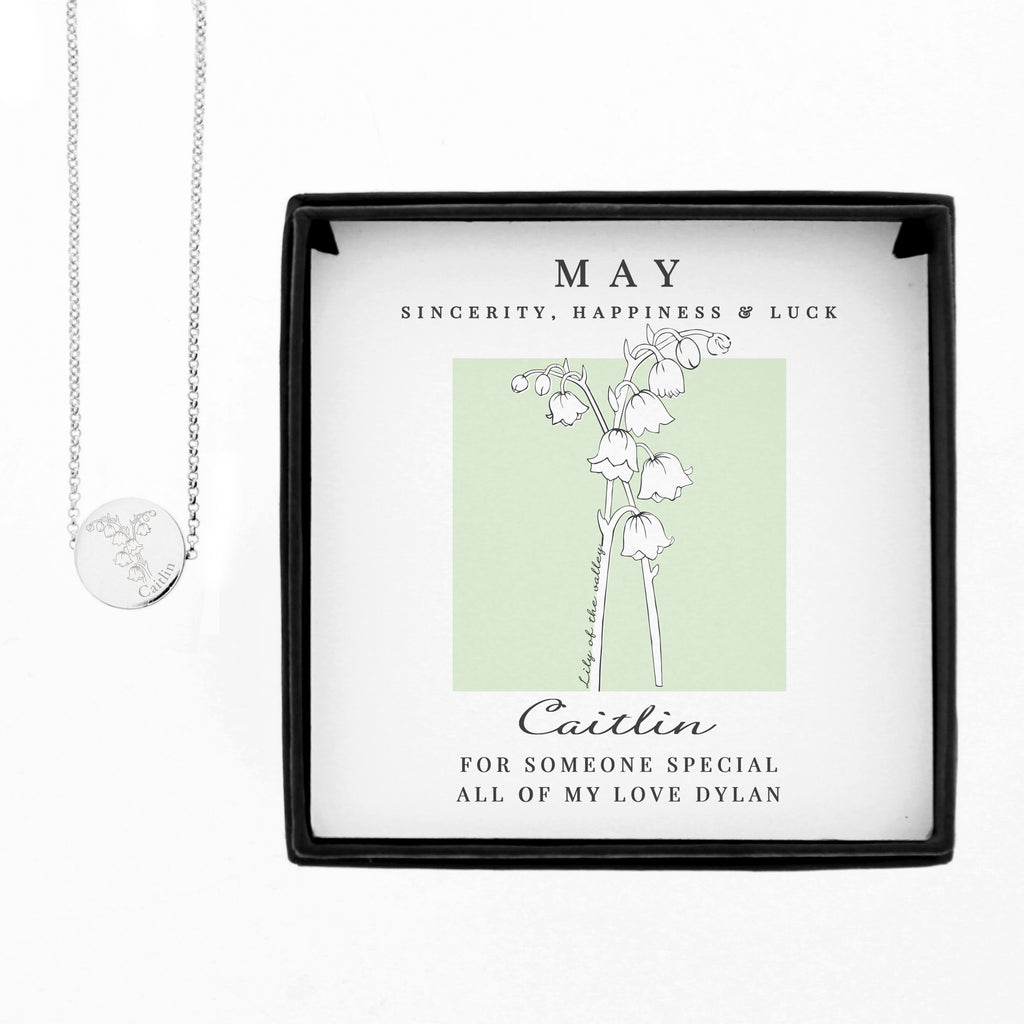 Eleanoras Personalised May Flower Necklace & Box Jewellery