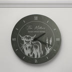 Eleanoras Personalised Highland Cow Slate Clock Clocks