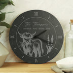 Eleanoras Personalised Highland Cow Slate Clock Clocks