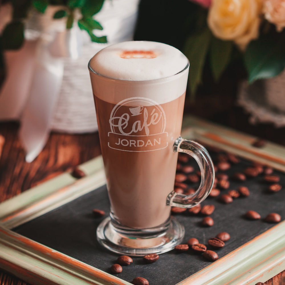 Eleanoras Personalised Cafe Latte Glass Glassware