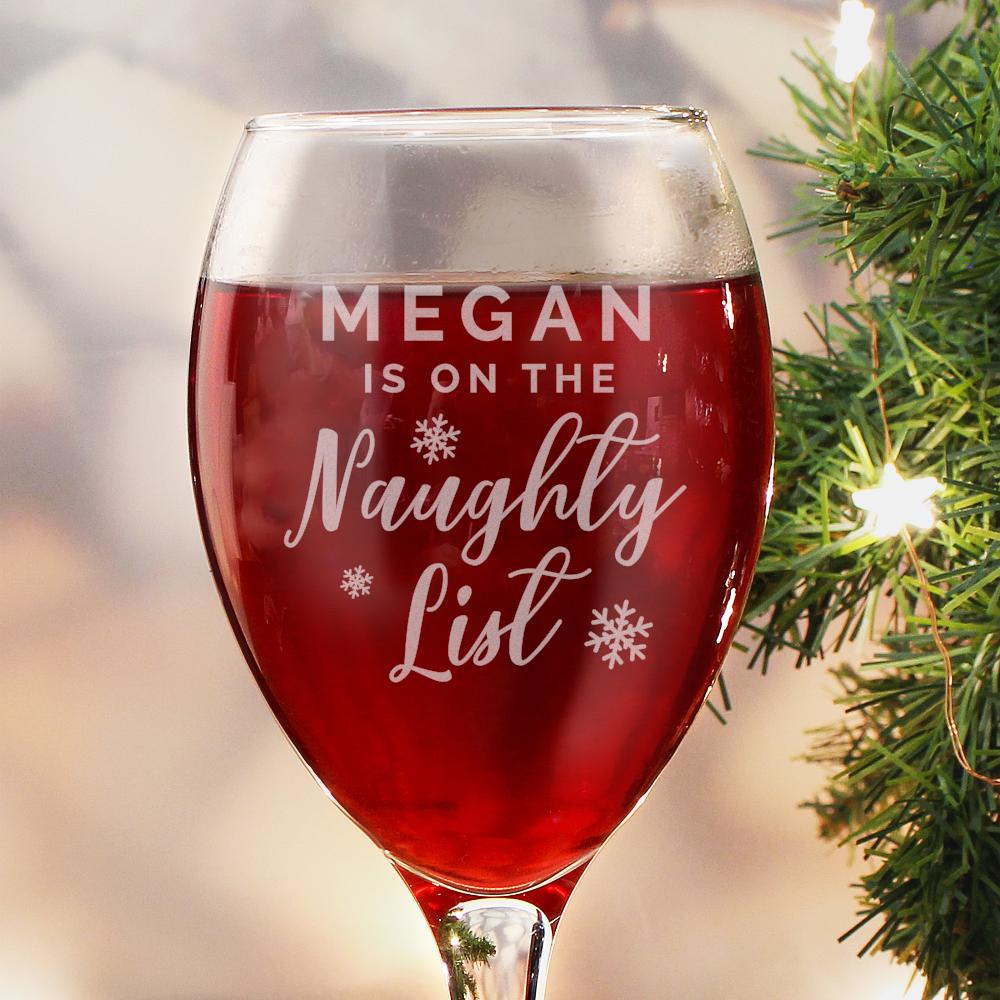 Eleanoras Personalised On The Naughty List Wine Glass Glassware