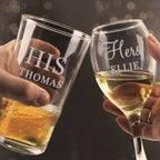 Eleanoras Personalised His & Her Pint and Wine Glass Set 