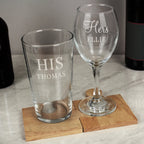 Eleanoras Personalised His & Her Pint and Wine Glass Set 