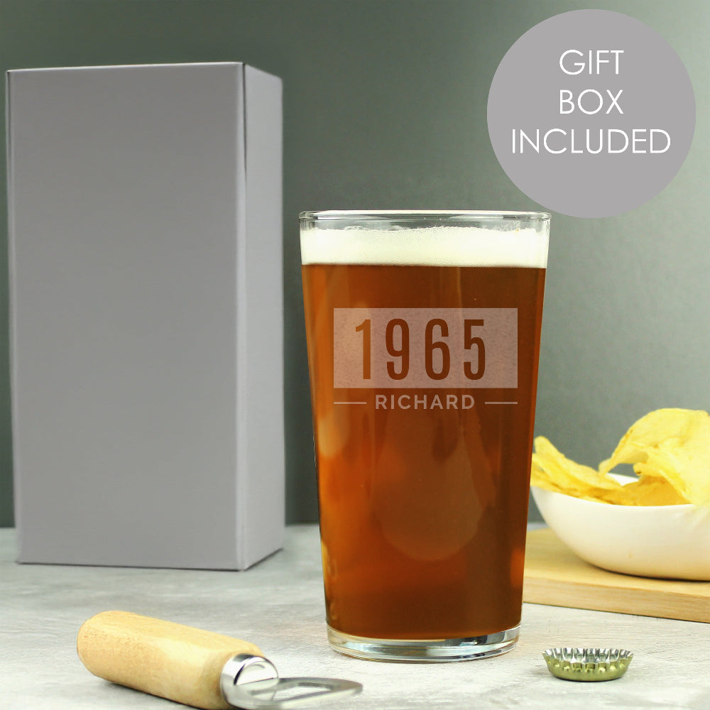 Personalised Name & Date Pint Glass
