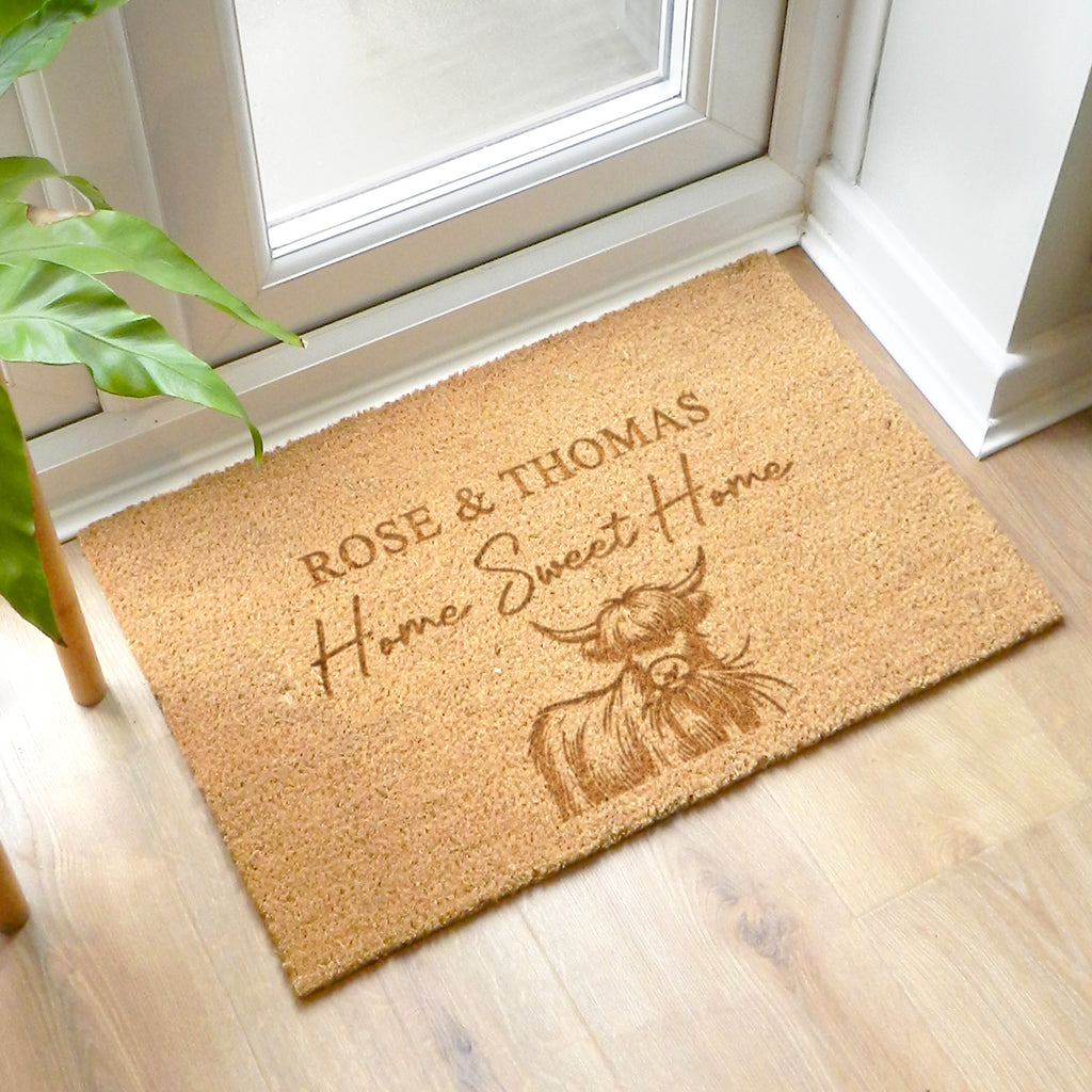 Eleanoras Personalised Highland Cow Doormat Doormats