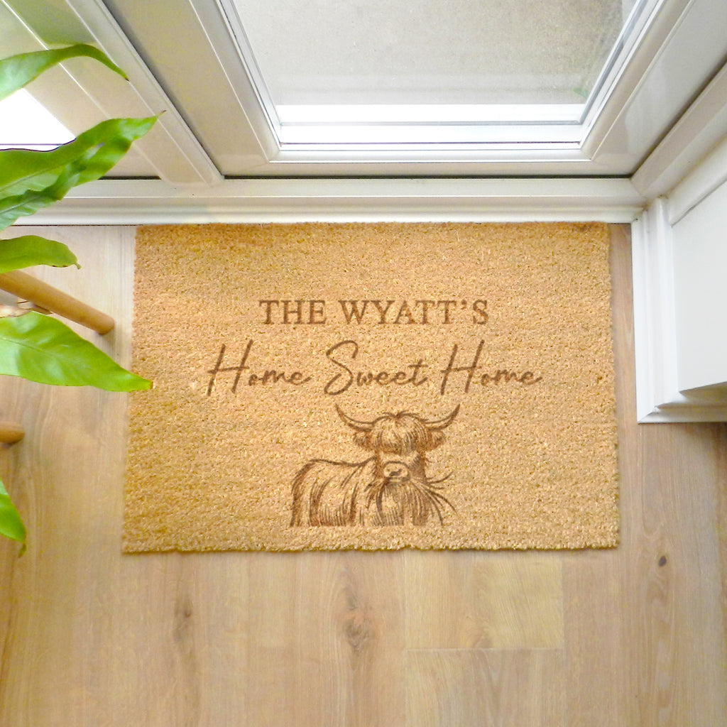 Eleanoras Personalised Highland Cow Doormat Doormats