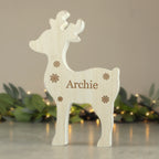 Personalised  Rustic Wooden Reindeer Decoration
