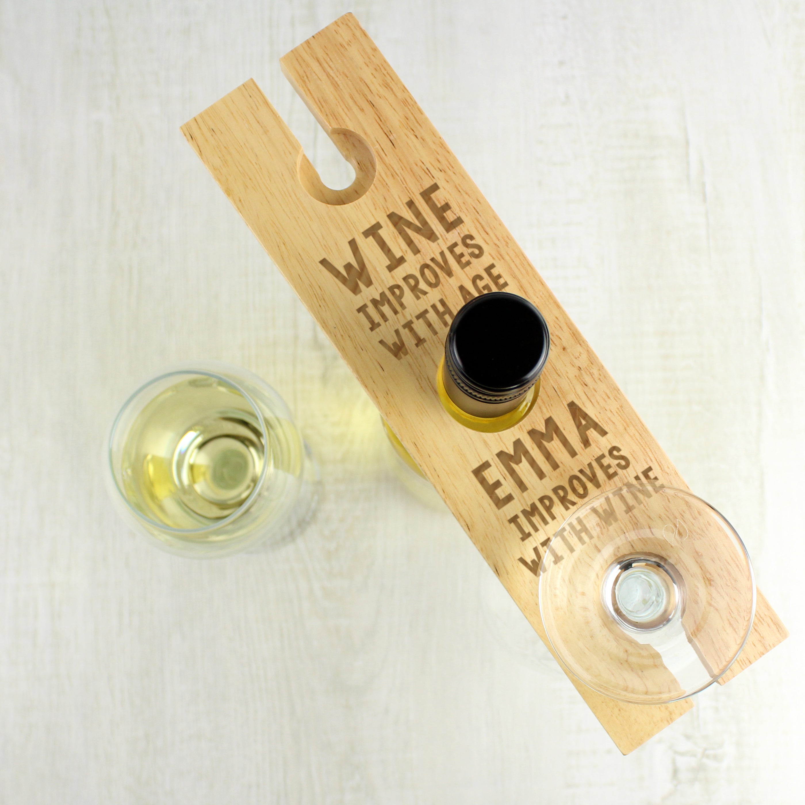 Eleanoras Personalised 'Improves With Wine' Wine Glass & Bottle Holder 