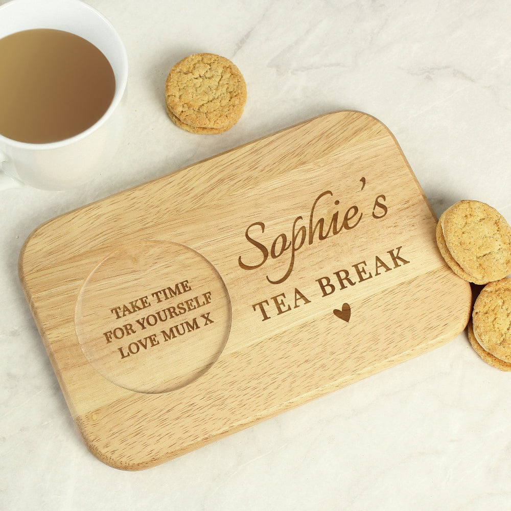 Eleanoras Personalised Heart Design Wooden Coaster Tray Trays