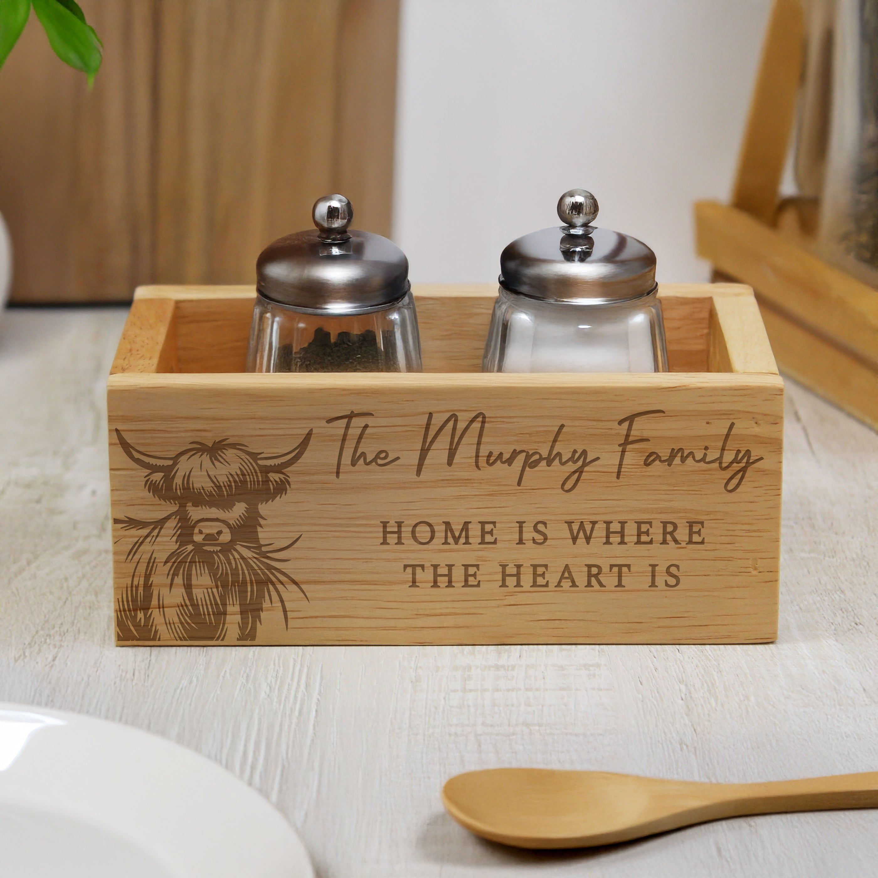 Eleanoras Personalised Highland Cow Mini Wooden Storage Crate 