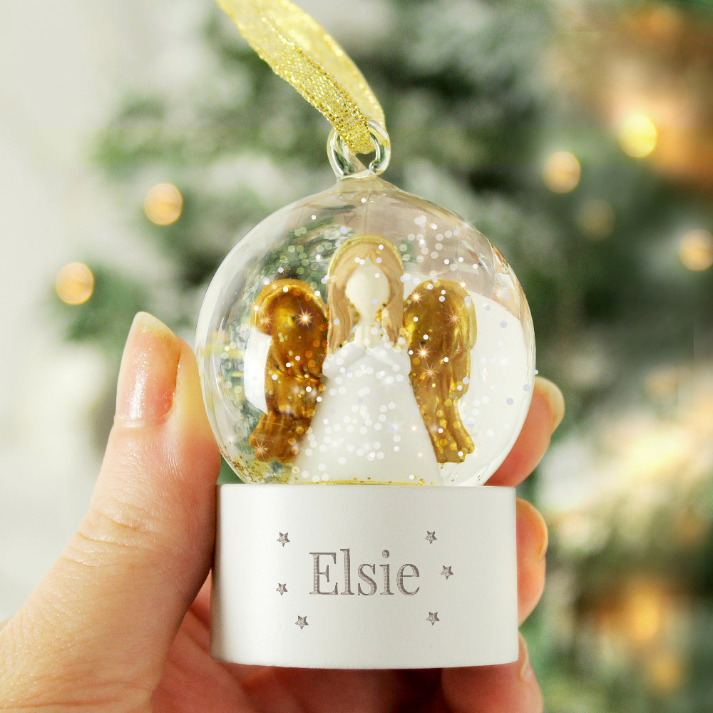 Personalised  Angel Glitter Snow Globe Tree Decoration