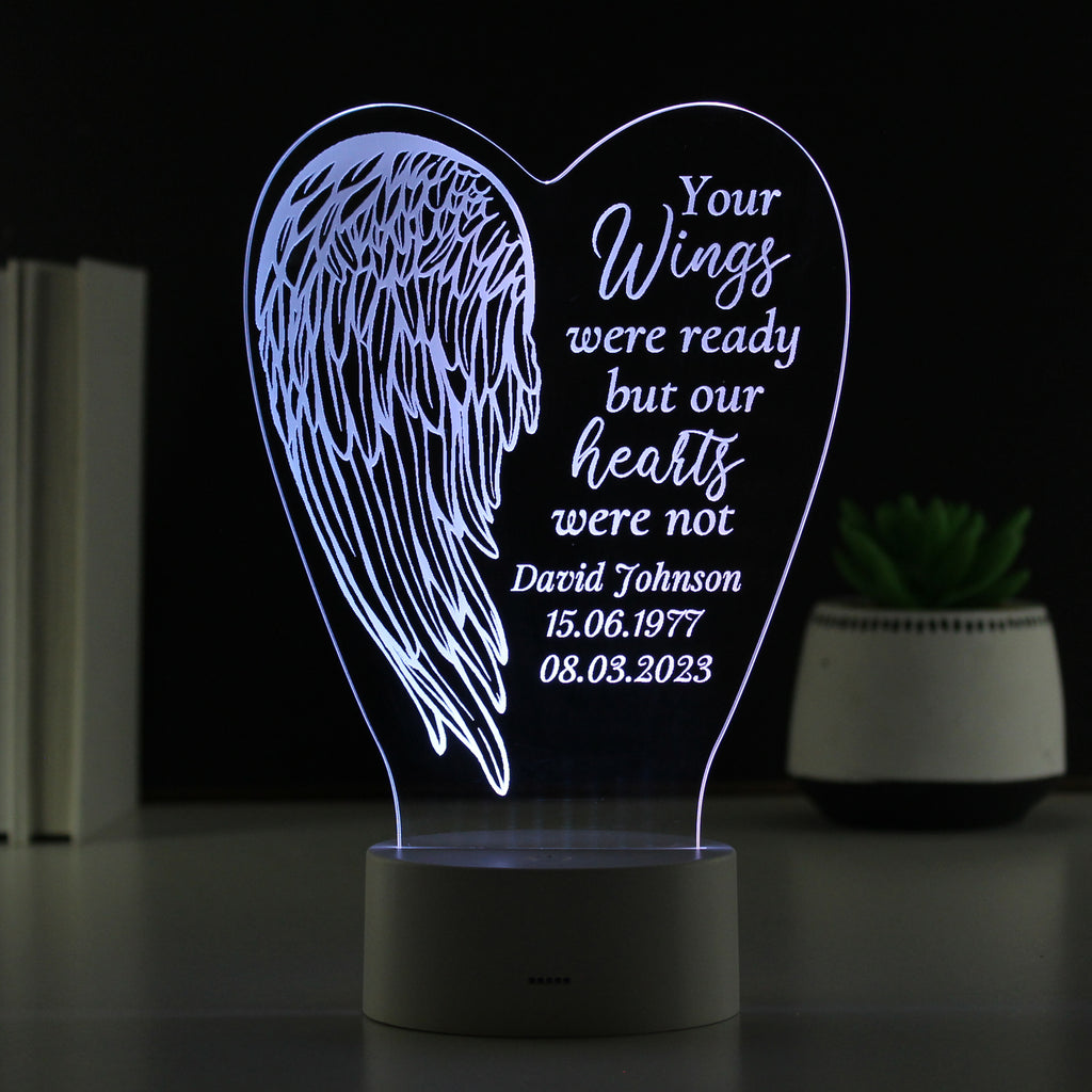 Eleanoras Personalised Angel Wings Memorial  LED Light Novelty Lights