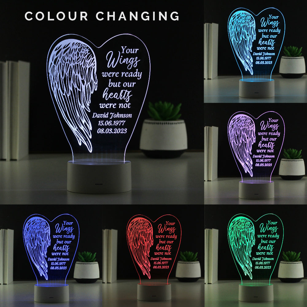 Eleanoras Personalised Angel Wings Memorial  LED Light Novelty Lights
