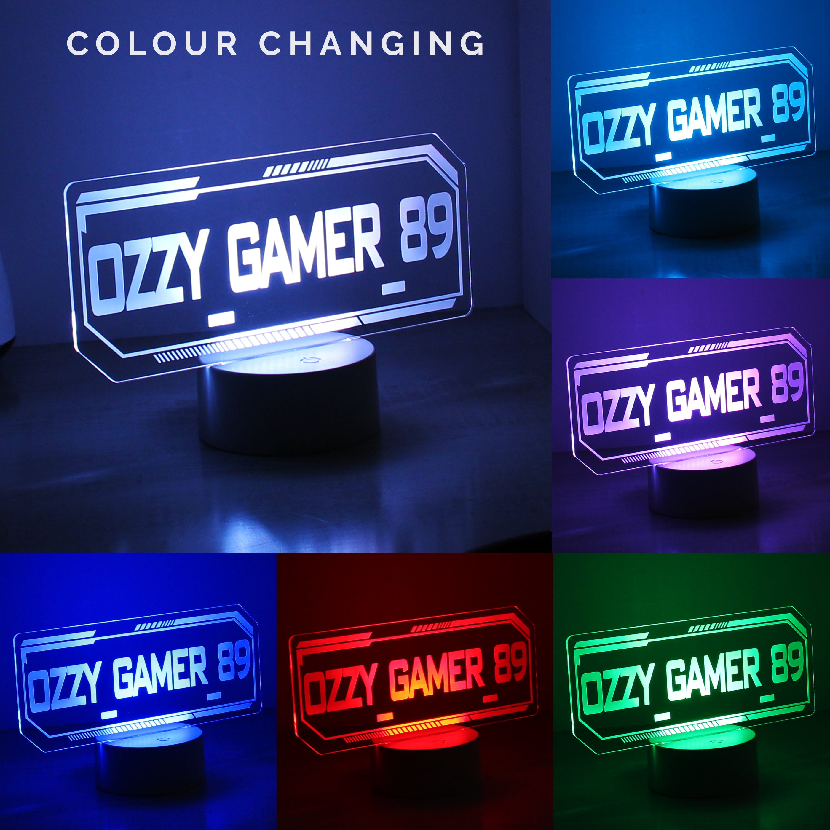 Eleanoras Personalised Gamer Tag LED Colour Changing Night Light Novelty Lights